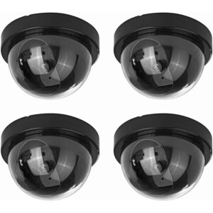 Pack of 4 Dummy CCTV Camera/Dummy CCTV Dome (Fake Camera No Audio/No Video) with Battery Operated Red Led Light is Ideal for Home Office.