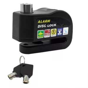 Disc Brake Lock, Ultra 110db Alarm Anti-Theft Motorcycle/Bicycle Lock, Heavy Duty Security Disc Lock with Keys for Motorcycles, Scooters, and Bikes - Black